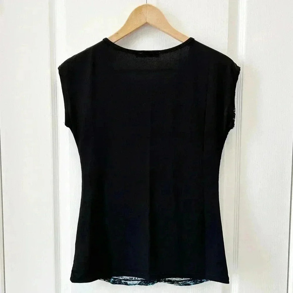Ricki’s Mixed Media Cap Sleeve Top Black Green Size XS - Picture 4 of 15